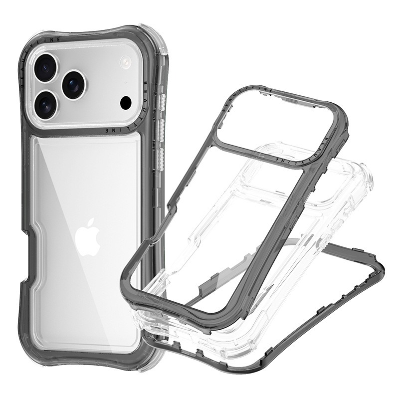 Aplicable Apple IP17 / 18 promax cojín de aire de cintura transparente todo incluido caso de teléfono celular resistente a caídas soporte de impresión de serigrafía LOGO