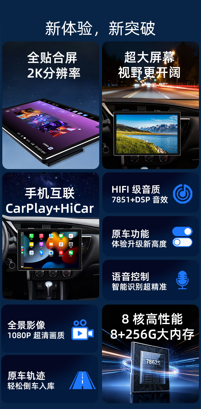 Dingwei Ts20 Cross-Border Exclusive Supply 10-14.2inch Electric Rotating Wireless Carplay Car Mp5 Car Navigation System