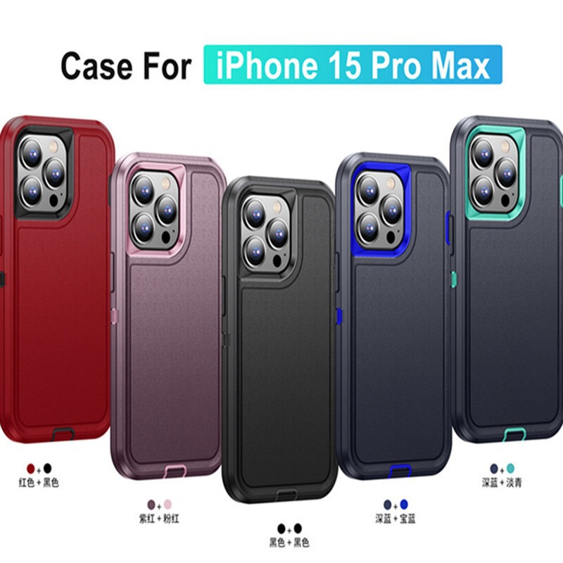 Foreign Trade Applicable Samsung S24U Defends Three-proof iPhone16 Apple 15 Three-in-one Super Drop-proof Mobile Phone Case