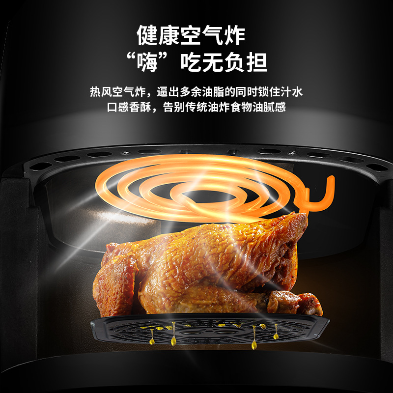 Nueva freidora de aire de gran capacidad visual de 5 litros, fábrica de origen de freidora eléctrica multifuncional con pantalla táctil a color para el hogar