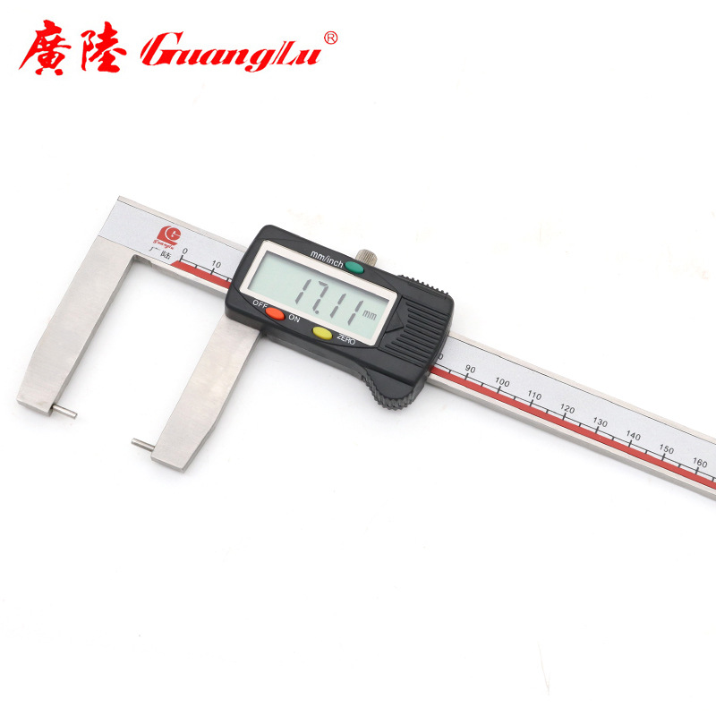 广陆  圆柱头外沟槽数显卡尺0-200mm 0.01 外径不锈钢尺 114-112