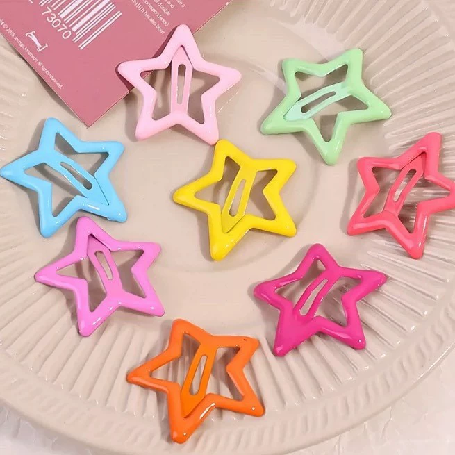 Маленькие заколки для волос с цветными звездами дофамина