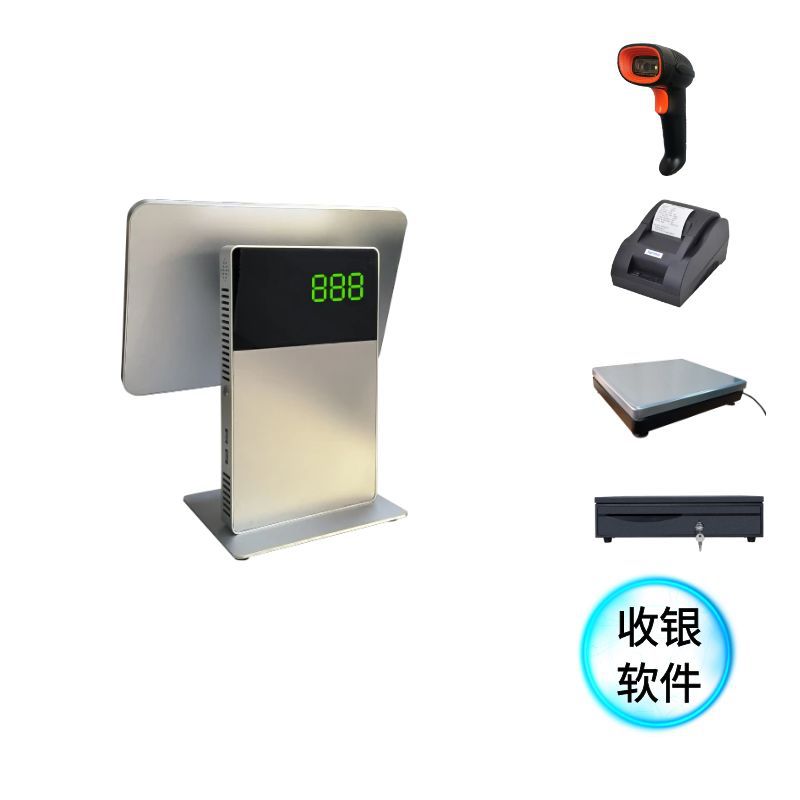 caja registradora de doble pantalla supermercado leche tienda de té sistema de caja registradora ordenadora caja registradora de pantalla única caja registradora de pantalla táctil todo en uno