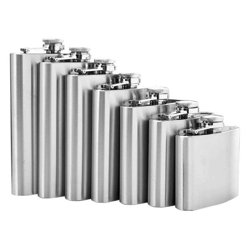 Классический Портативный Шланг Кувшин Из Нержавеющей Стали 201 Материал От 3 до 10 унций Пластиковая Крышка Паяный Серебряный Цвет 1-2 унции Брелок