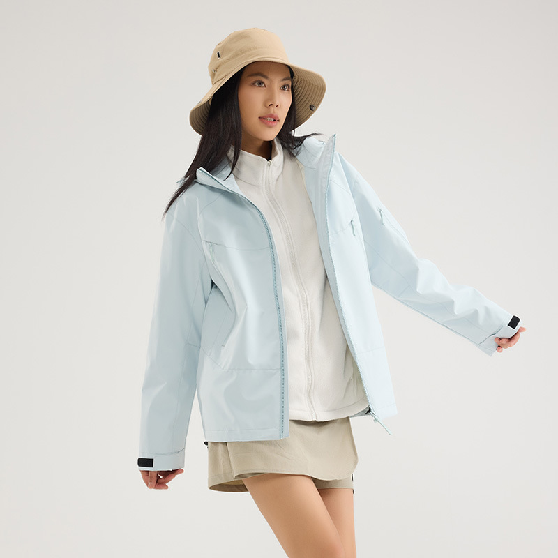 2025 otoño y invierno al aire libre traje de asalto de dos piezas conjunto desmontable chaqueta para hombres y mujeres más terciopelo grueso traje de montaña 3 en 1