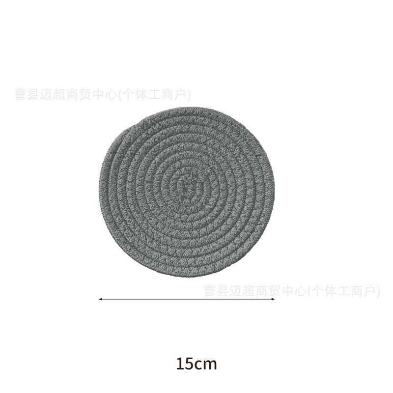 現物の綿織のコースターの円形の食卓の防熱マットのシンプルな日本式のシンプルな食事マットの断熱マットのレストランの砂の鍋のマット|undefined