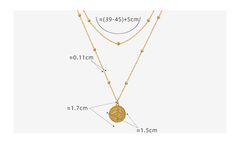 18K Gold Plated Plating Material 304 Stainless Steel Pendant Material PVD Coated Real Gold Plated 18K Gold Round Devil'S Eye 304 Stainless Steel Simple Style Waterproof Non Tarnish 304 Stainless Steel Layered Necklaces