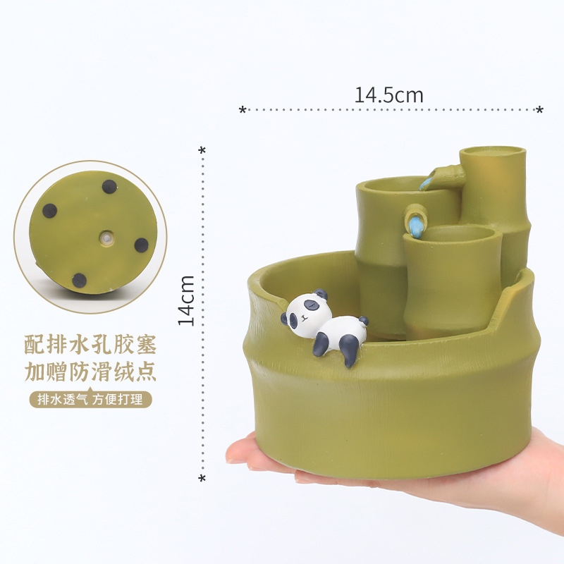 Chậu Cây Resin Chậu cây resin phong cách đồng quê, chậu mini hình tre, trang trí bàn, ban công và sân vườn (RG-247)