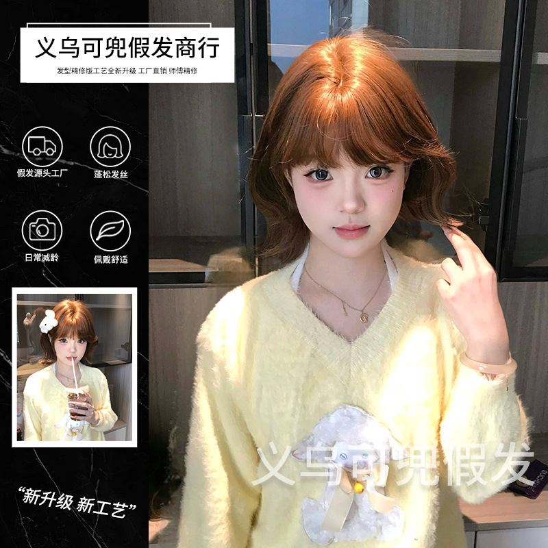 Women's Daily Online Popular Short Hair Curly Hair Lolita New Natural Full Head Cover Fake