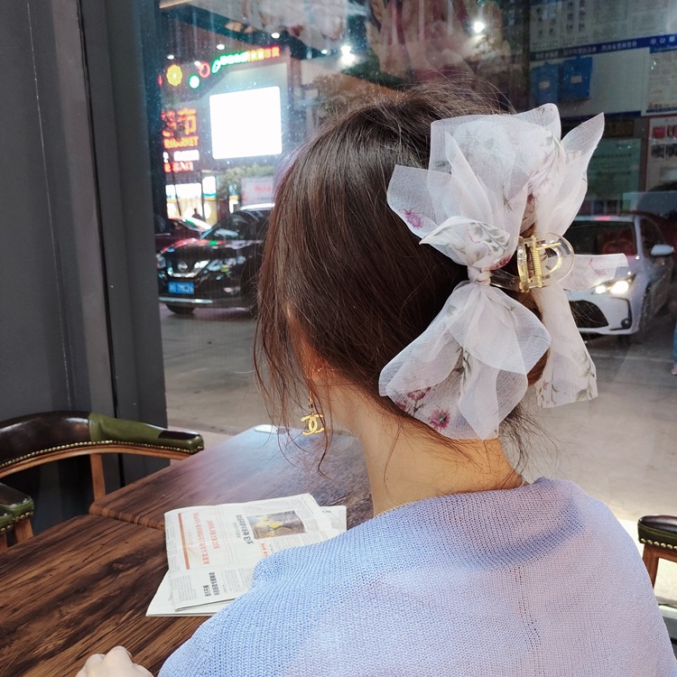 Korean bow organza dot hair catchpicture6