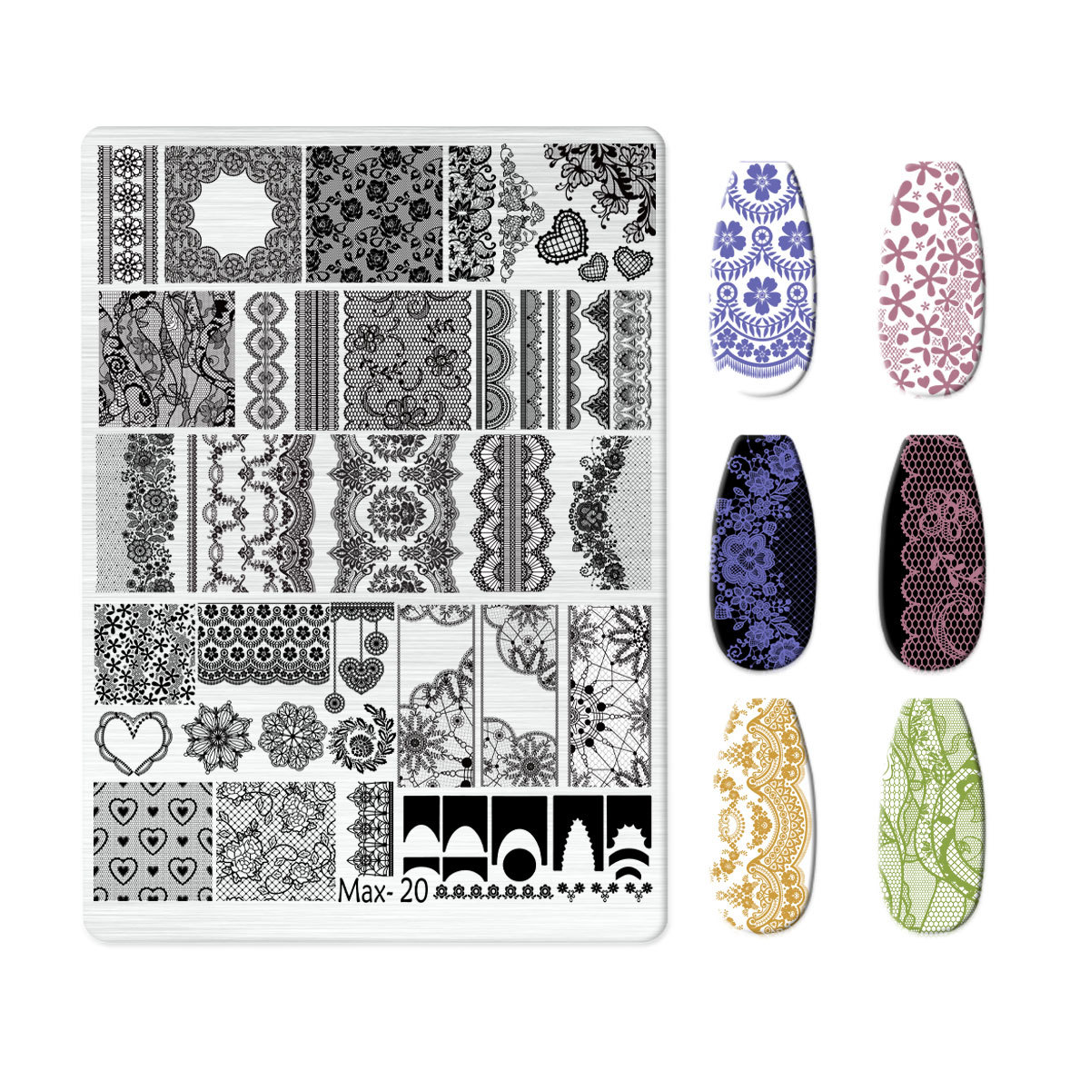 Explosions Super Large Nail Art Egg Plate Nail Art Steel Plate New Technology Cute Nail Art Bow Frosted with Back Plate