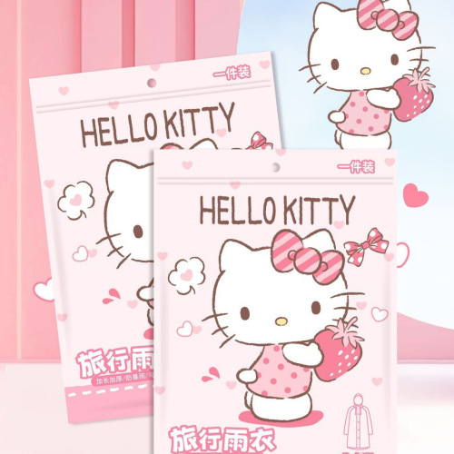 Threeleaf Raincoat Kuromi Print Non-disposable EVA Raincoat Thick Waterproof Raincoat for Outdoor Travel