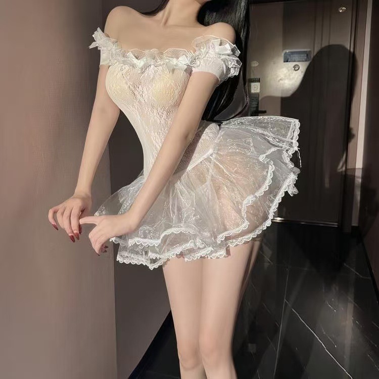 Love Confession Mesh Tube Top Lingerie Set with Stockings and Gloves — detail image 6