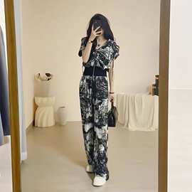 欧货冰丝时尚休闲套装女2024新款早春夏季短袖洋气显瘦运动两件套