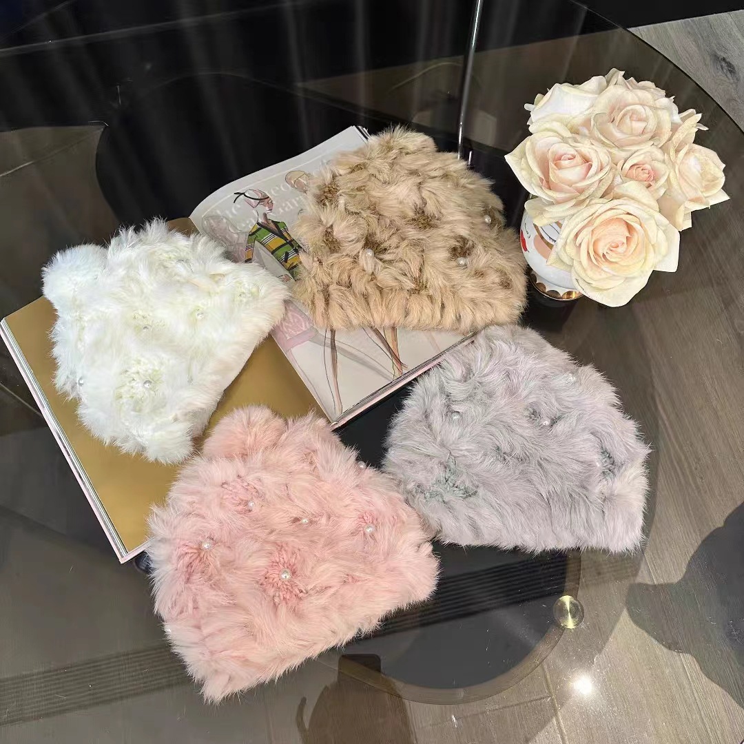 Gorro de punto mujer con piel de conejo y protector de orejas_voghion.com