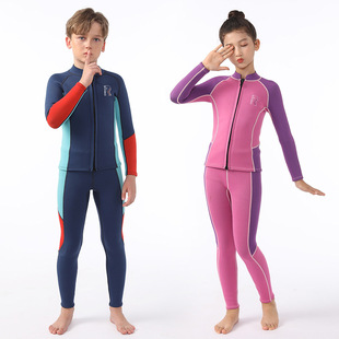 New 3mm Kidsren's Wetsuit Split Long-Sleeved Thickeneded Wetsuit for Girls Training Swimming Cold-Proof Surfing Suit for Men