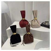 跨境鹿皮绒包包女新款简约设计洋气女包小众个性大容量唯美水桶包