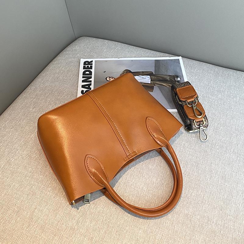 Túi tote da bò thật đeo chéo nữ nhiều ngăn dung tích lớn 28×10×18 cm — đen chi tiết 9