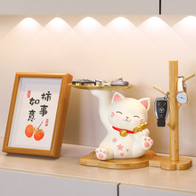 可爱招财猫摆件玄关托盘摆件多色发财猫礼品前台桌面装饰礼葫芦树