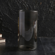 创意黑色半透明玻璃罩简约圆形条纹花纹工艺品防尘罩加厚简约灯罩