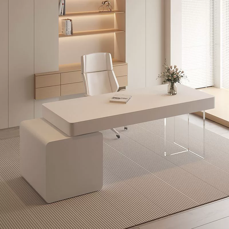 Письменный стол в кремовом стиле, чистый белый минималистичный домашний письменный стол, салон красоты, медицинский стол для консультаций по красоте с выдвижным ящиком, компьютерный стол