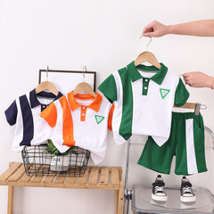 Boys' Suit Summer Clothing Children's Short-Sleeved Polo Shirt 0-5 Years Old Boy Baby Casual Lapel T-shirt Shorts Two-piece Trendy Set