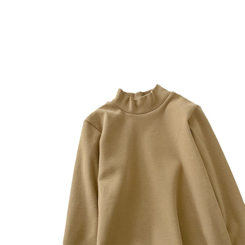 Camiseta de cuello medio elástica de 280 g para niños y niñas, estilo otoño 2026, talla 150-160