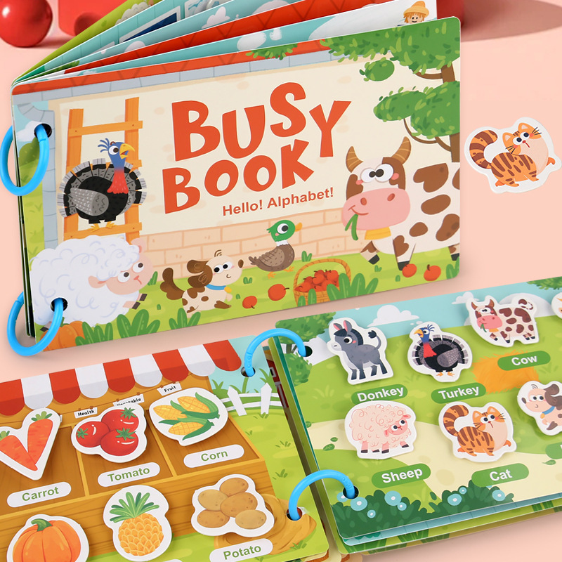 跨境儿童早教安静书busybook认知启蒙农场安静忙碌书字母逻辑益智