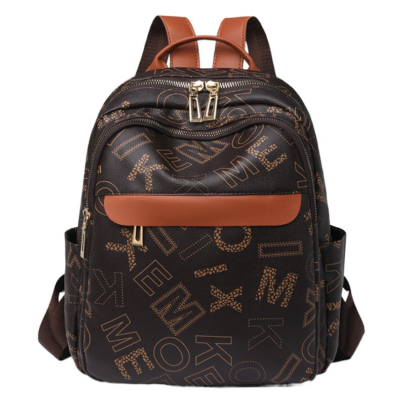 Mochila retro mujer 2024 nuevo estilo de moda casual impresión de letras mochila de gran capacidad mochila de viaje simple al por mayor