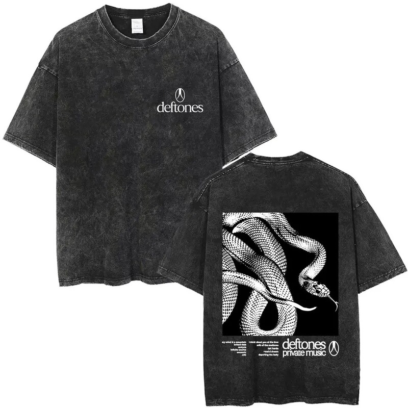 Newly Arrived Men's Clothing T-Shirts Shirts Homme Washed Vintage Rock Band Deftones Private Music Newly Arrived Men's Clothing T-Shirts Shirts Homme Washed Vintage Rock Band Deftones Private Music