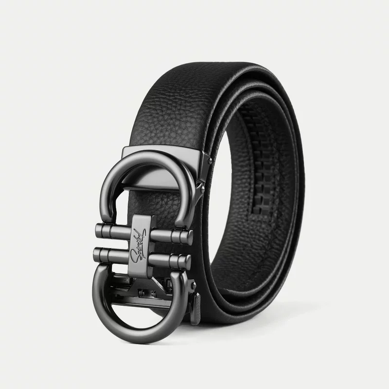 Classic trend belt, leather trousers, genuine leather, Korean style