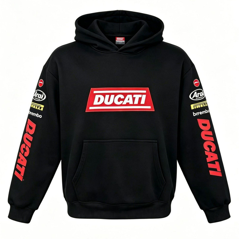 Ducati heavy embroidered hooded sweatshirt for men and women, F1 racing jacket, wholesale and custom-made from the source factory Ducati heavy embroidered hooded sweatshirt for men and women, F1 racing jacket, wholesale and custom-made from the source factory