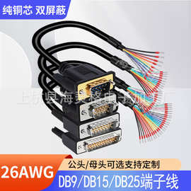 工业级DB9串口线DB15并口线25针端子单头线DB25连接线9/15芯单头