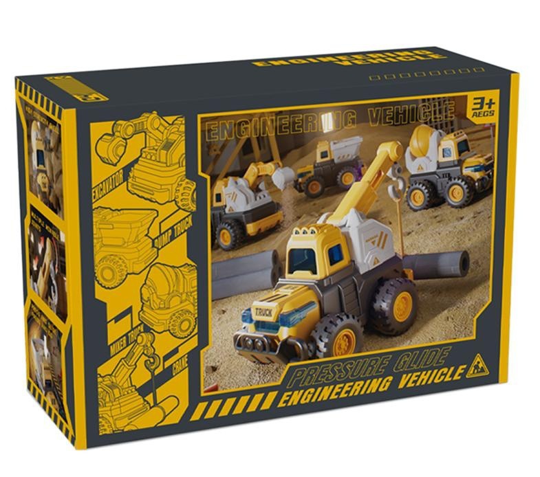 Set de vehículos de construcción de empuje y arrastre: excavadora, coche de juguete, excavadora, apisonadora, bulldozer, montacargas, vehículo de ingeniería, deslizamiento inercial.
