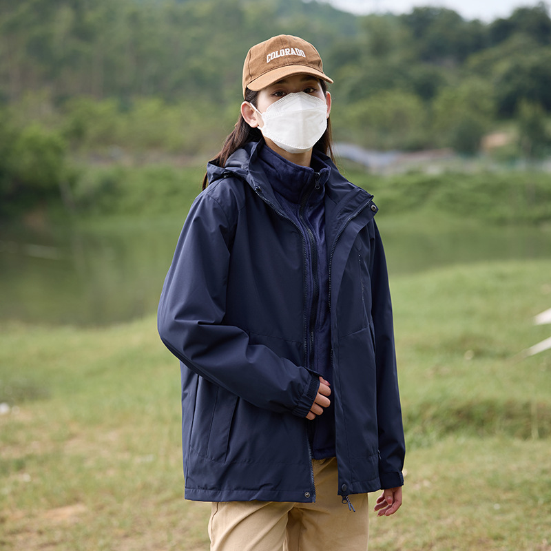 山野户外冲锋衣男女三合一暴雨级防水防风登山服外套三防批发团购