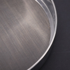 Baking tools kitchen stainless steel thick flour sieve 3pc handheld round flour sieve 40 mesh fine flour sieve