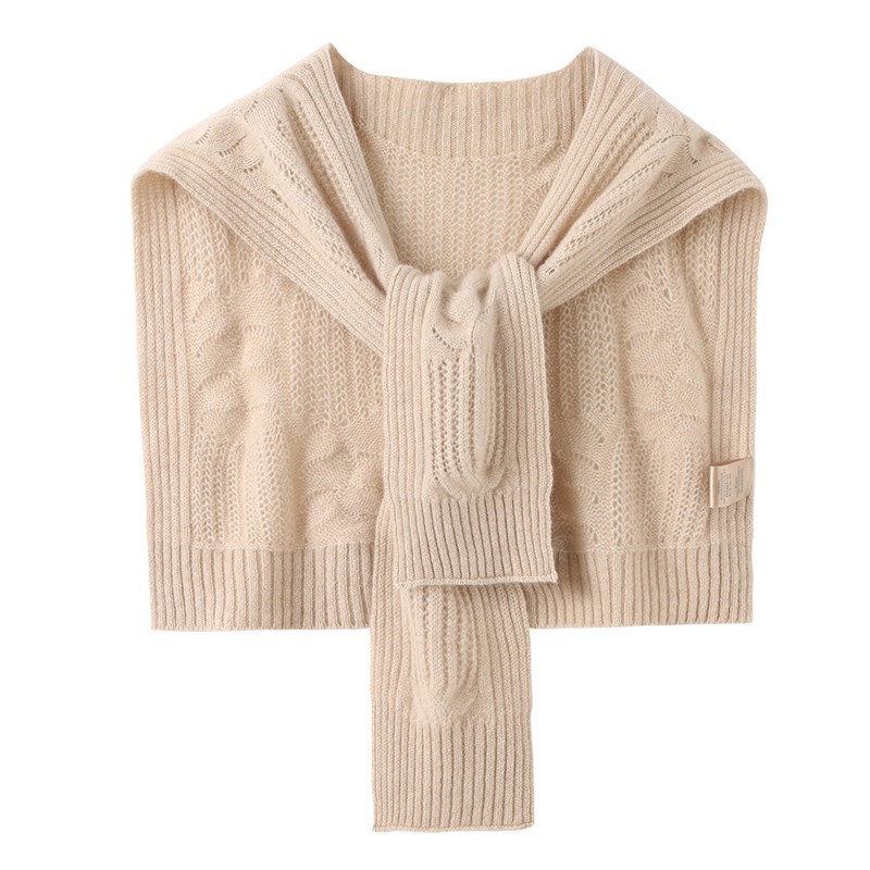 Cashmere Shawl for Women 100% Pure Cashmere Autumn and Winter New Pure Color Cut Out Versatile Knitted Warm Cloak Cardigan Shoulder Pads