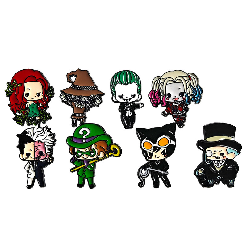 New Gotham Suicide Squad Brooch Sally Quinn Joker Catwoman Riddler Badge Cartoon Anime Pin