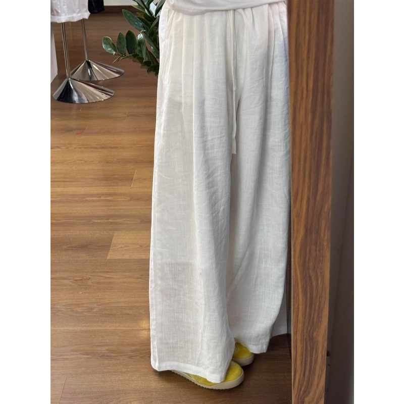 White Wide-Leg Pants for Women, Spring and Summer, Thin, Loose, Casual, Relaxed Style, Old Money Style, Plus-Size Pants, Straight-Leg Pants for Plus-Size Women White Wide-Leg Pants for Women, Spring and Summer, Thin, Loose, Casual, Relaxed Style, Old Money Style, Plus-Size Pants, Straight-Leg Pants for Plus-Size Women
