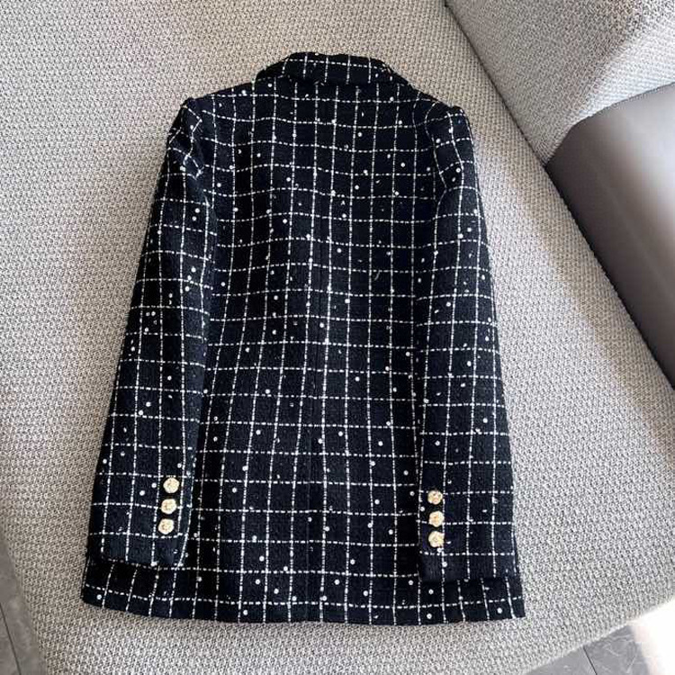 Karierter Web-blazer Eleganter Tweed-mantel Für Das Pendeln_voghion.com