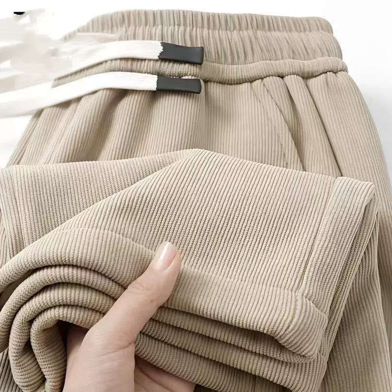 麦穗纹休闲裤男士春秋季透气垂感阔腿裤宽松直筒裤抗皱时尚运动裤