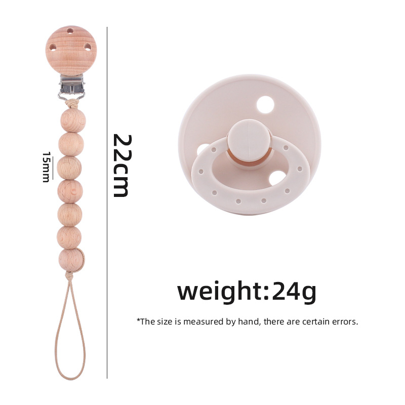 Nuevos suministros para bebés Beech chupete cadena calmante bebé redondo de silicona chupete mordedura molar traje de dos piezas