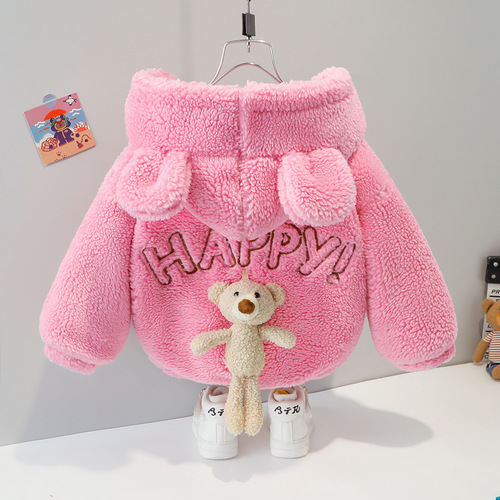 Warm winter coat for boys and girls, thickened children's and baby's hooded padded winter clothes, new cotton coat zipper jacket, trendy