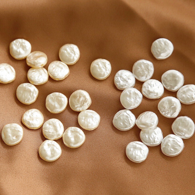15mm Baroque Round Flat Perforated Pearl Beads Natural Freshwater Handmade DIY Jewelry Material Loose Beads Loose Beads