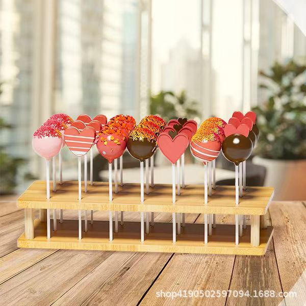 Wooden Candy Storage Rack Desktop Vertical Chocolate Lollipop Holder Candied Hawthorn Display Rack Dessert Rack