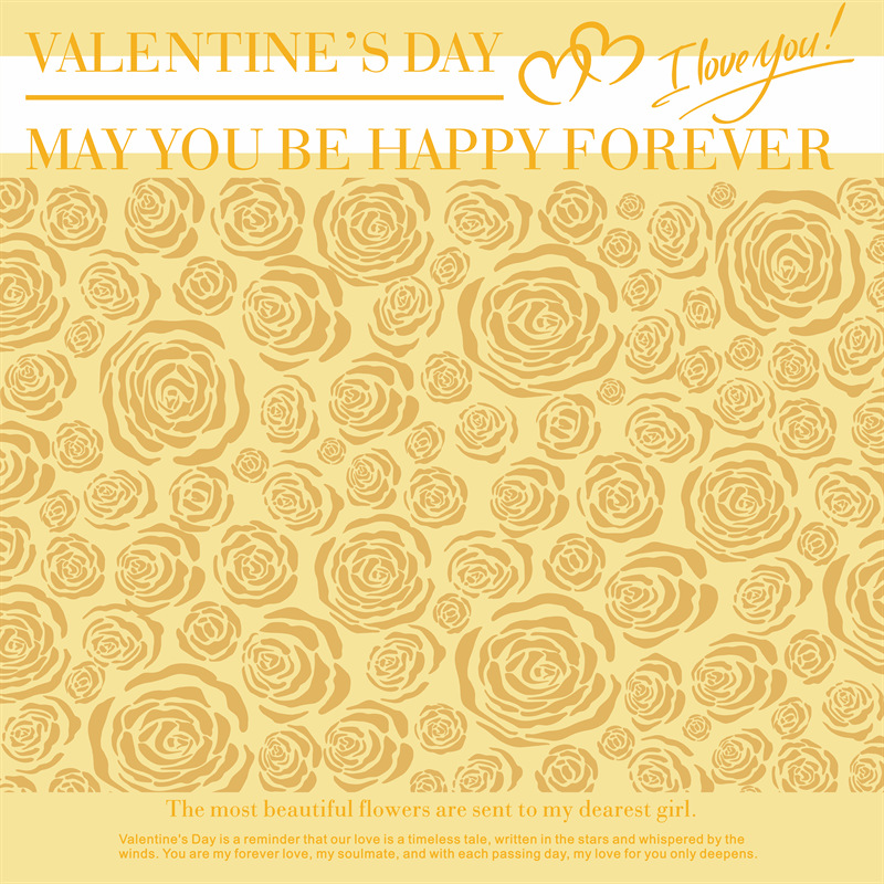 Fábrica de fiestas de flores Nuevo papel de embalaje de flores transfronterizas, ramo de flores de San Valentín, papel de embalaje de flores, papel de embalaje de regalos