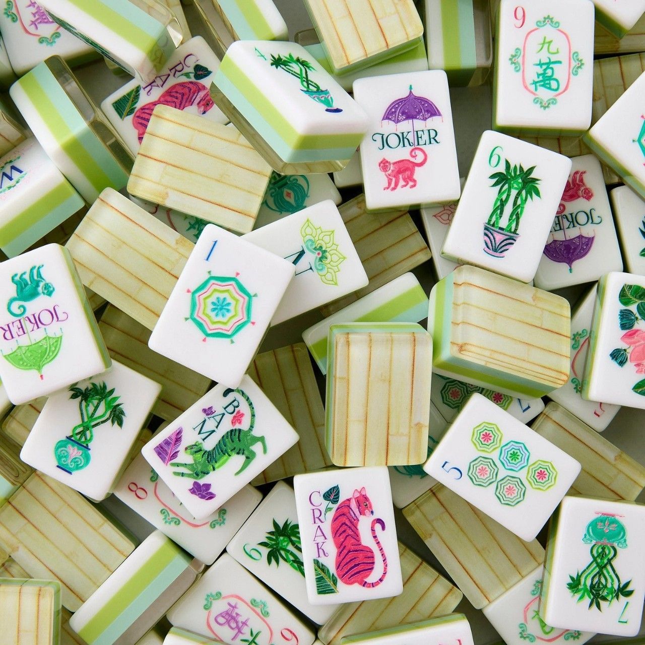 (24-Hour Shipping) Supplying Foreign Trade Mahjong Tiles, American-Style Mahjong, Usa Mahjong, Bamboo Pattern with Internal Printing, Acrylic 4-Layer
