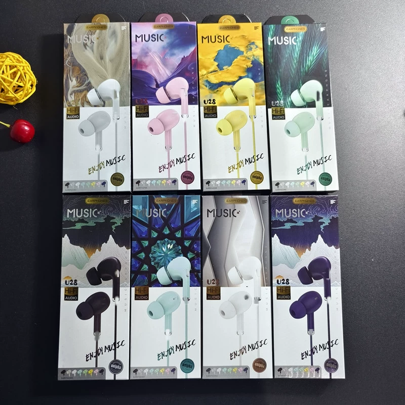 U28 проводное управление с микрофоном проводное управление Macaroon сабвуфер-вкладыши Проводная гарнитура цветная гарнитура заводские товары