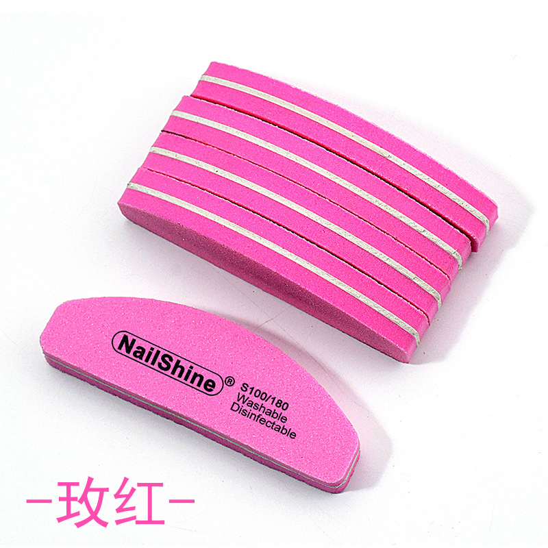 Nailshine-9*3 Mini half-moon sponge-rose red