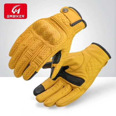 Windproof, Warm, Genuine Leather, Anti-Fall, Motorcycle Safety Supplies - 305-yellow-breathable-model-imported-sheepskin-soft-and-comfortable-s